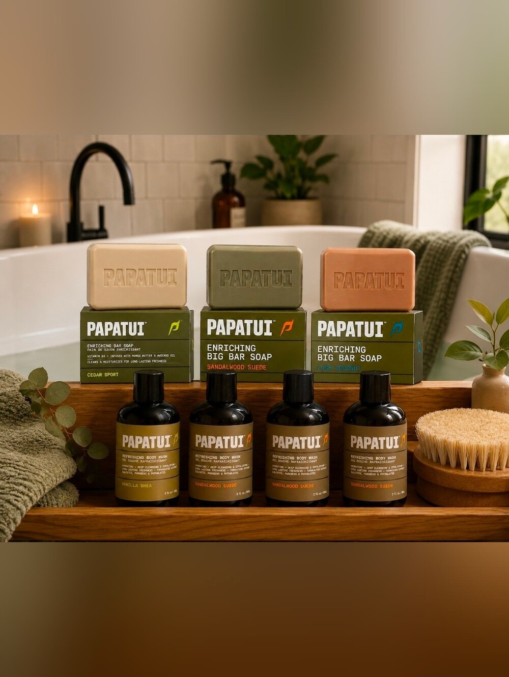 PAPATUI Enriching Bar Soap & Refreshing Men's Body Wash Travel Size Bundle